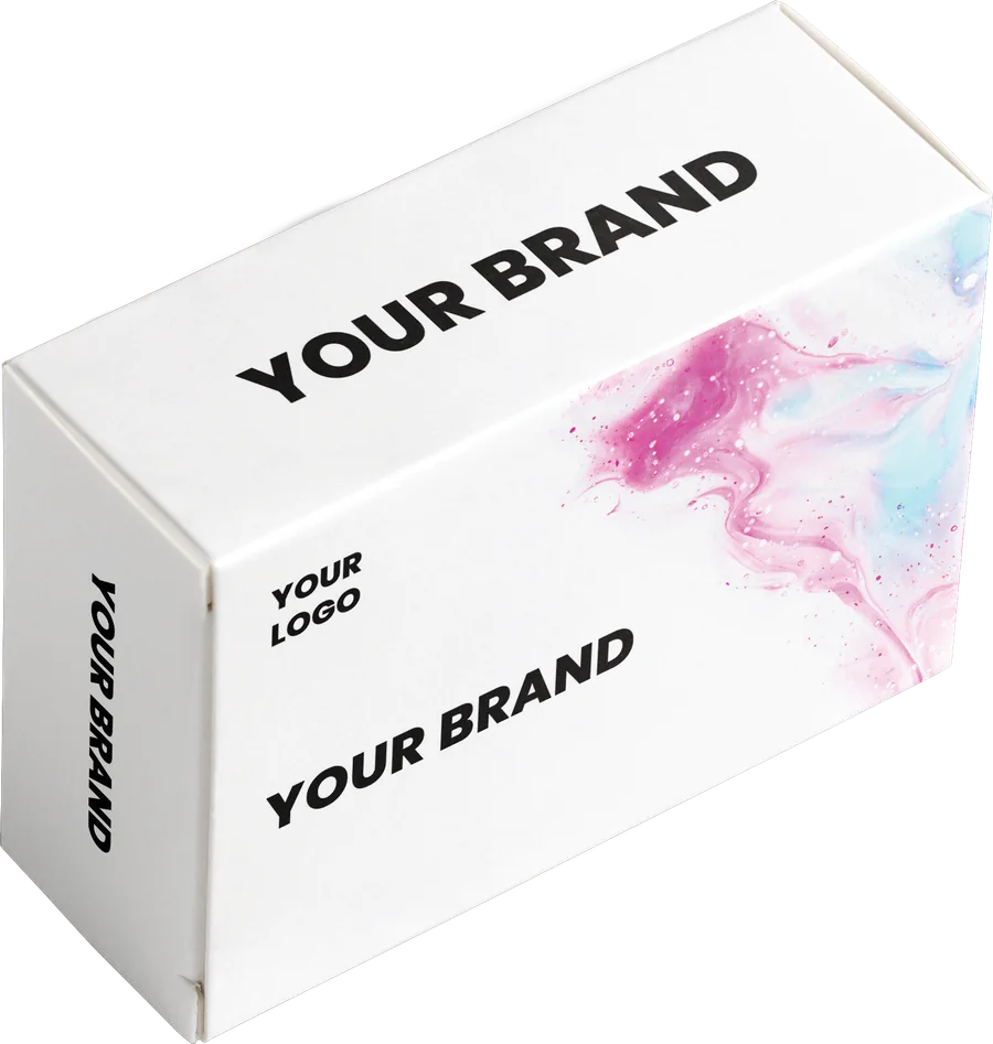 A white soap carton printed with the words Your Brand and Your Logo
